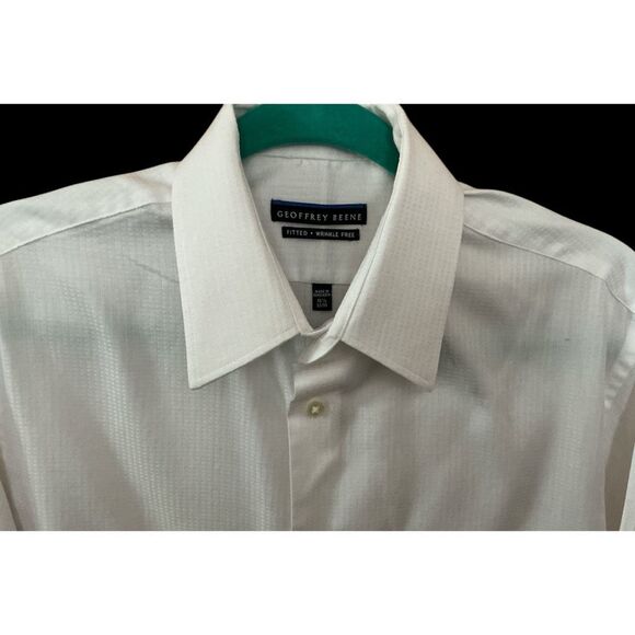 Geoffrey Beene White Dress/Casual  Button Down Shirt 15.5 - Picture 2 of 4